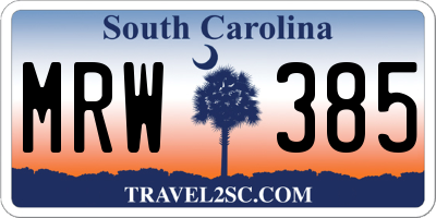SC license plate MRW385