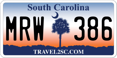 SC license plate MRW386