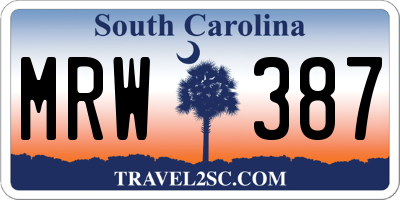 SC license plate MRW387