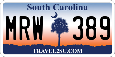 SC license plate MRW389