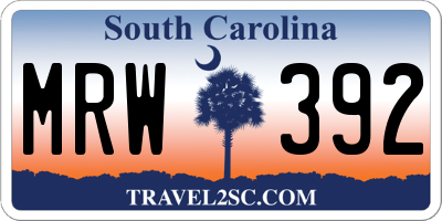 SC license plate MRW392
