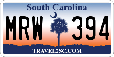 SC license plate MRW394