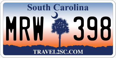 SC license plate MRW398