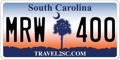 SC license plate MRW400