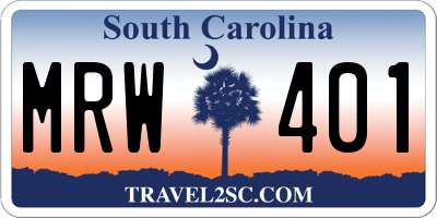 SC license plate MRW401