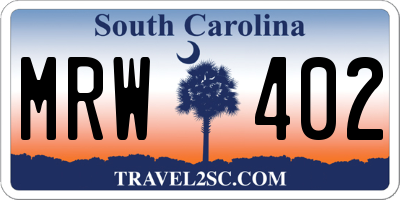 SC license plate MRW402
