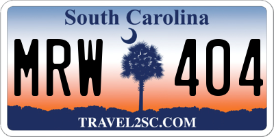 SC license plate MRW404