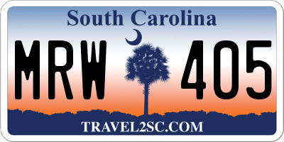 SC license plate MRW405