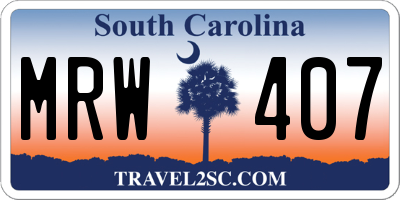 SC license plate MRW407