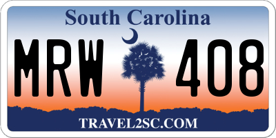 SC license plate MRW408