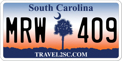 SC license plate MRW409