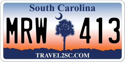 SC license plate MRW413