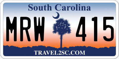 SC license plate MRW415