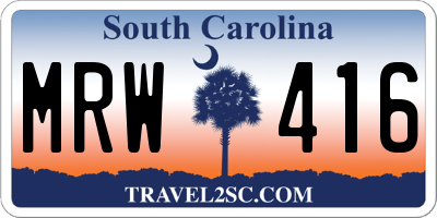 SC license plate MRW416