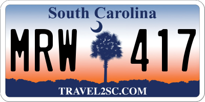 SC license plate MRW417