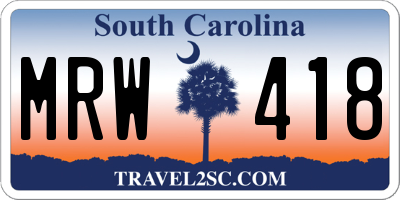 SC license plate MRW418