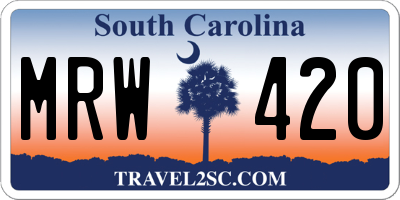 SC license plate MRW420