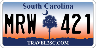 SC license plate MRW421