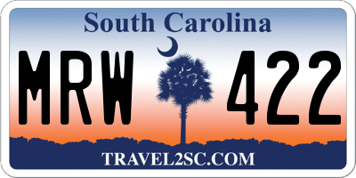 SC license plate MRW422