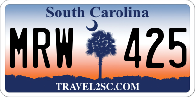 SC license plate MRW425
