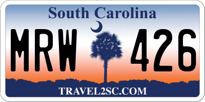 SC license plate MRW426