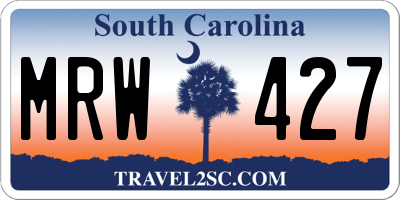 SC license plate MRW427