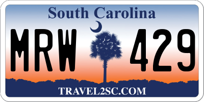 SC license plate MRW429