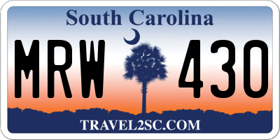 SC license plate MRW430