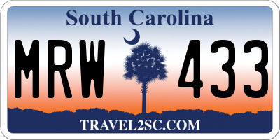 SC license plate MRW433