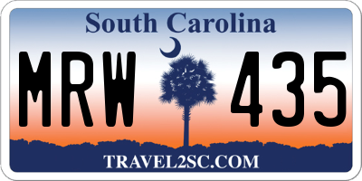 SC license plate MRW435