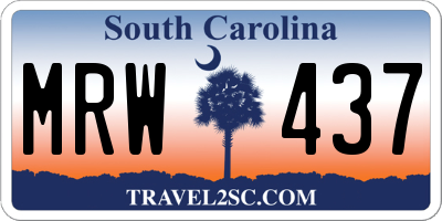 SC license plate MRW437