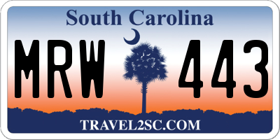 SC license plate MRW443