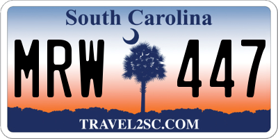 SC license plate MRW447