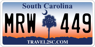 SC license plate MRW449