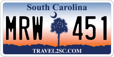 SC license plate MRW451