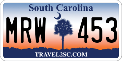 SC license plate MRW453