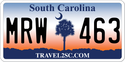 SC license plate MRW463