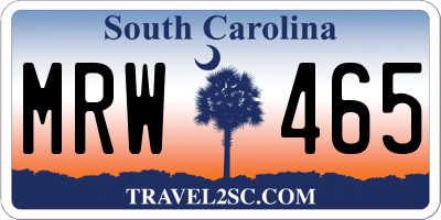 SC license plate MRW465