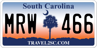 SC license plate MRW466
