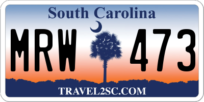 SC license plate MRW473