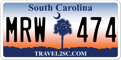 SC license plate MRW474
