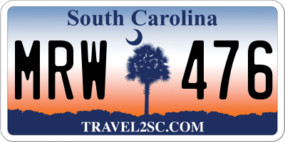SC license plate MRW476