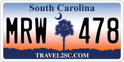 SC license plate MRW478