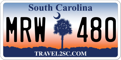 SC license plate MRW480