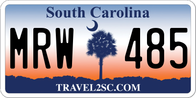 SC license plate MRW485