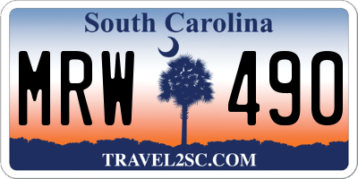 SC license plate MRW490