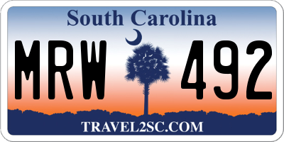 SC license plate MRW492