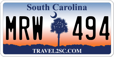 SC license plate MRW494