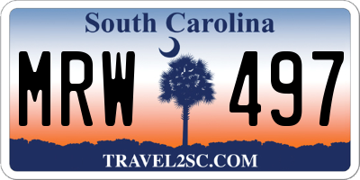 SC license plate MRW497