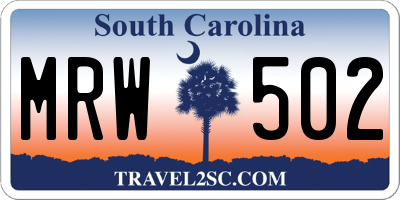 SC license plate MRW502